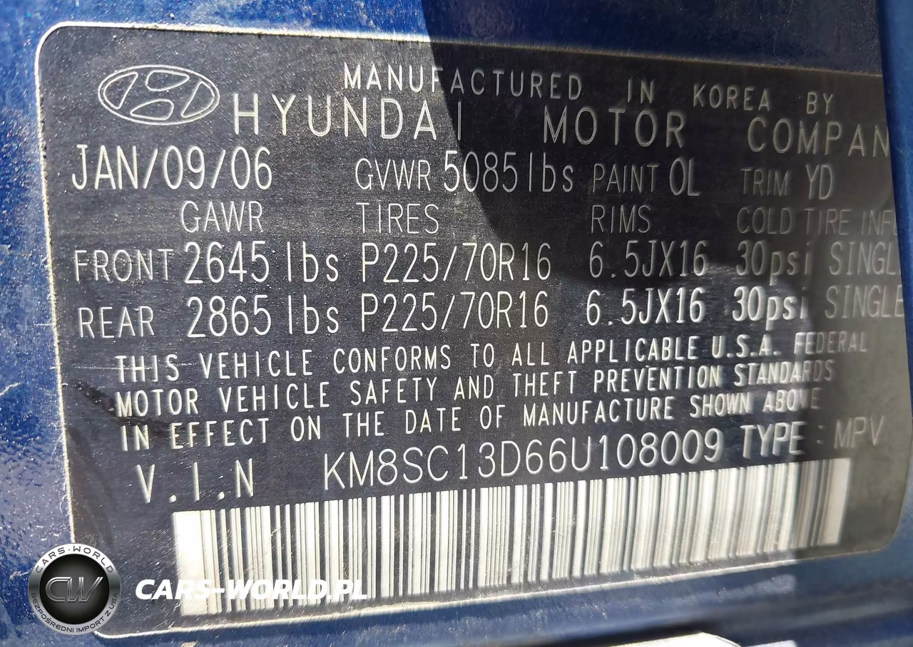 2006 Hyundai Santa Fe Gls VIN:KM8SC13D66U108009 - 9