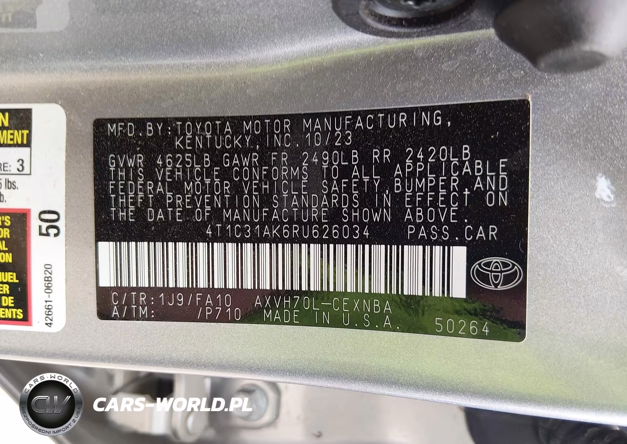 2024 Toyota Camry Hybrid Le VIN:4T1C31AK6RU626034 - 9