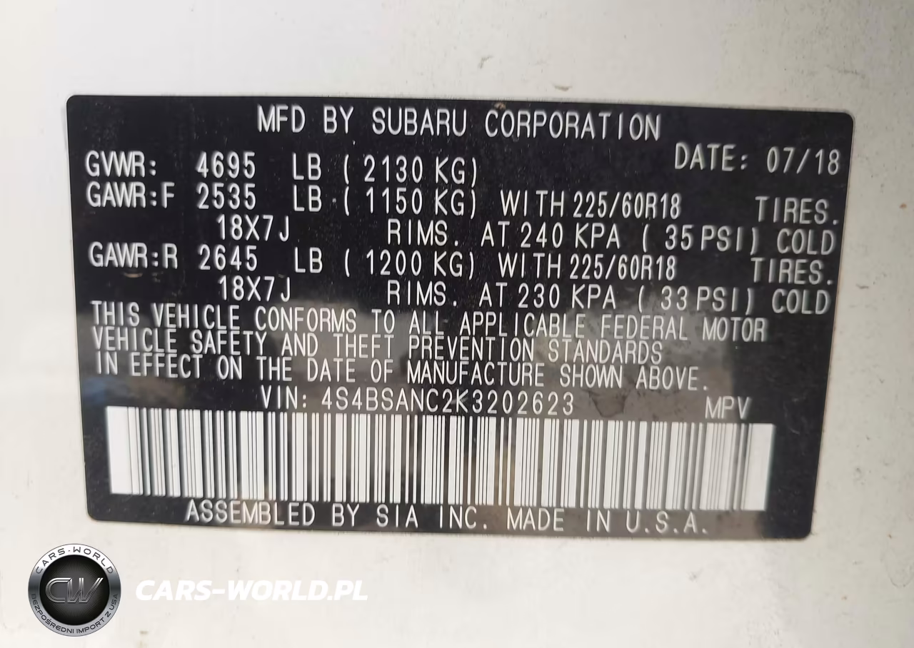 2019 Subaru Outback 2.5I Limited VIN:4S4BSANC2K3202623 - 9