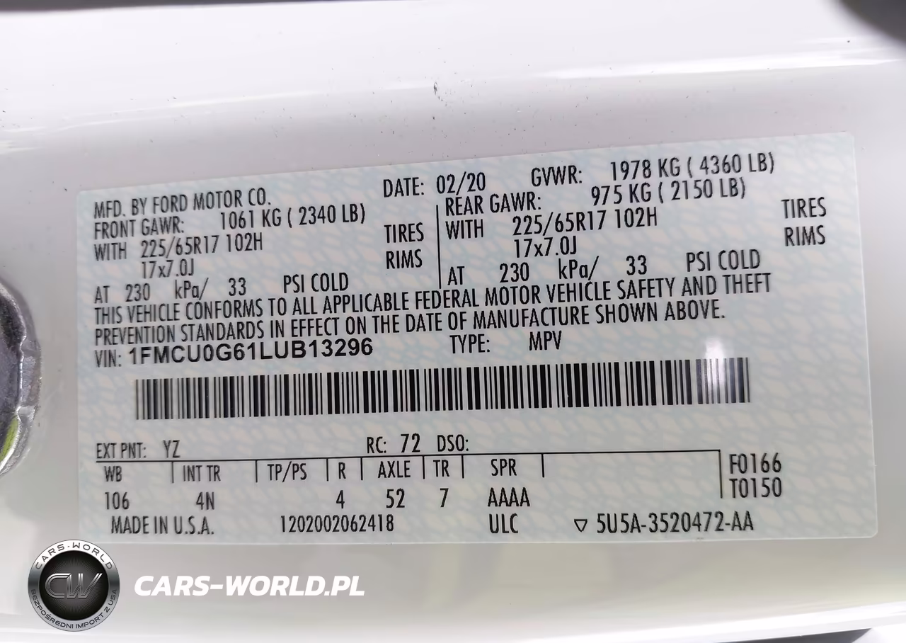 2020 Ford Escape Se VIN:1FMCU0G61LUB13296 - 9