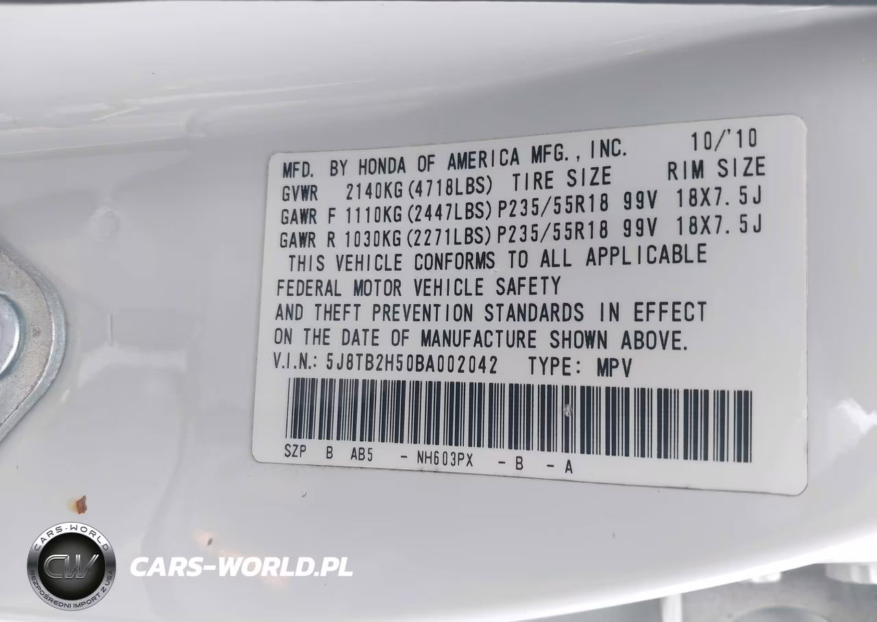 2011 Acura Rdx VIN:5J8TB2H50BA002042 - 9