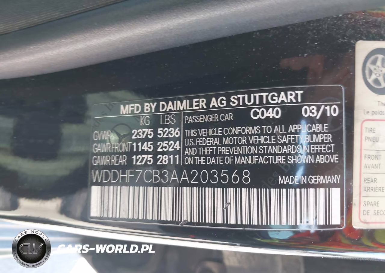 2010 Mercedes-Benz E 550 VIN:WDDHF7CB3AA203568 - 9