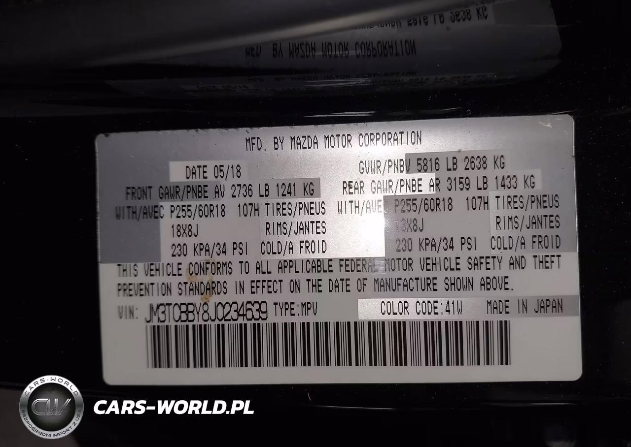 2018 Mazda Cx-9 Sport VIN:JM3TCBBY8J0234639 - 9
