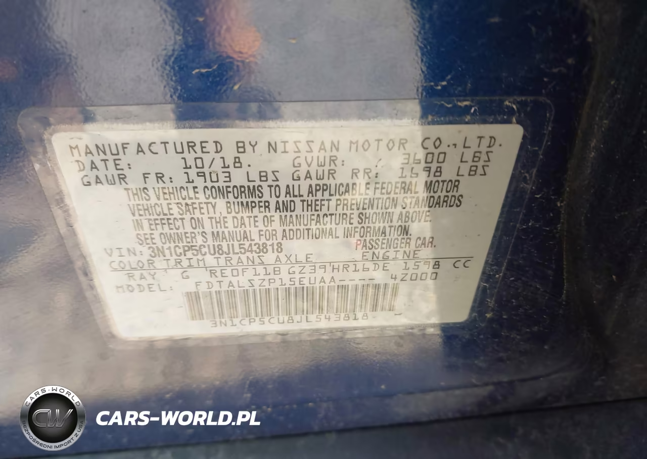 2018 Nissan Kicks Sv VIN:3N1CP5CU8JL543818 - 9