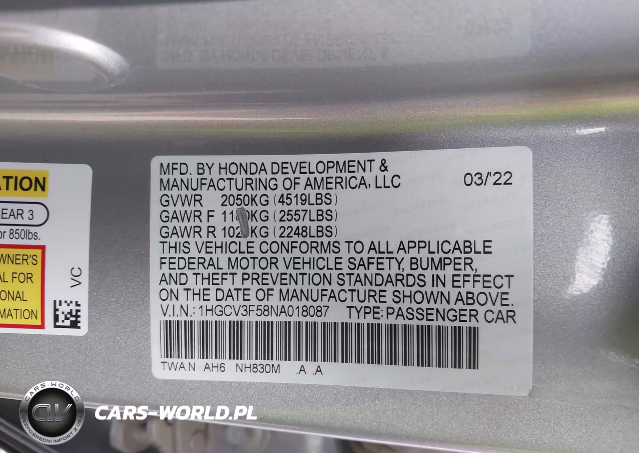 2022 Honda Accord Hybrid Ex-L VIN:1HGCV3F58NA018087 - 9