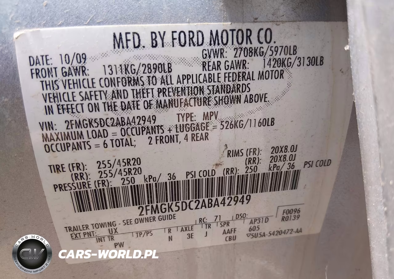 2010 Ford Flex Limited VIN:2FMGK5DC2ABA42949 - 9
