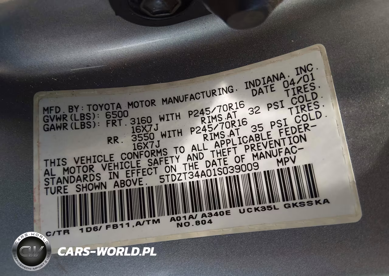 2001 Toyota Sequoia Sr5 V8 VIN:5TDZT34A01S039009 - 9