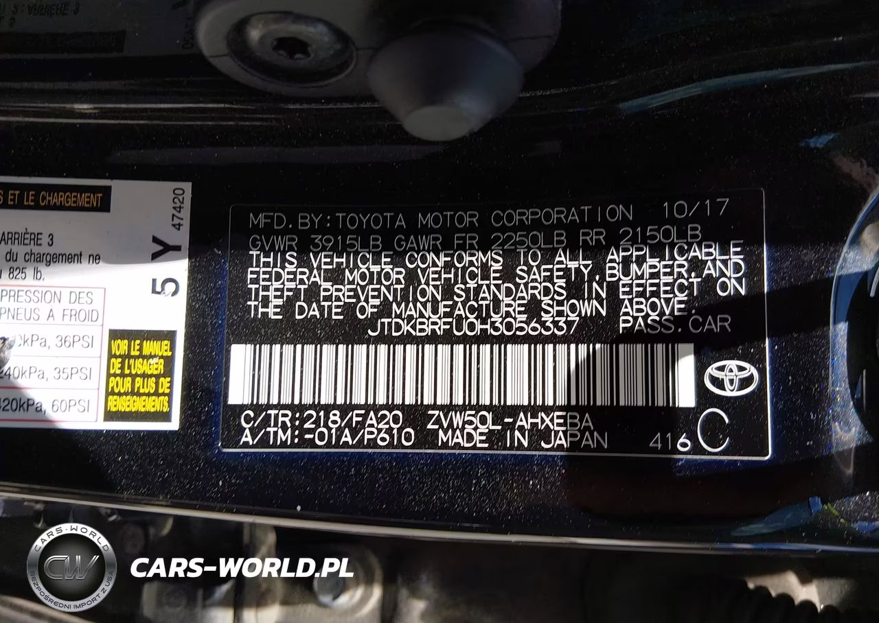 2017 Toyota Prius Two VIN:JTDKBRFU0H3056337 - 9
