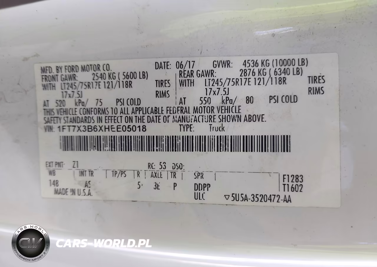 2017 Ford F-350 Xl VIN:1FT7X3B6XHEE05018 - 9