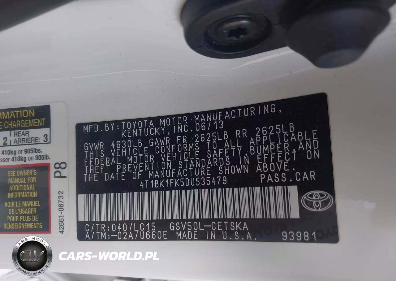2013 Toyota Camry Se V6 VIN:4T1BK1FK5DU535479 - 9