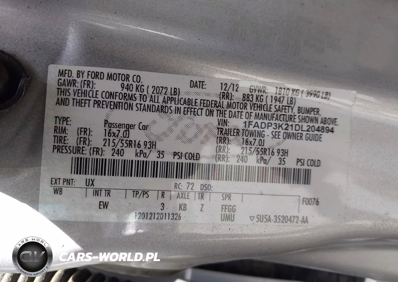 2013 Ford Focus Se VIN:1FADP3K21DL204894 - 9