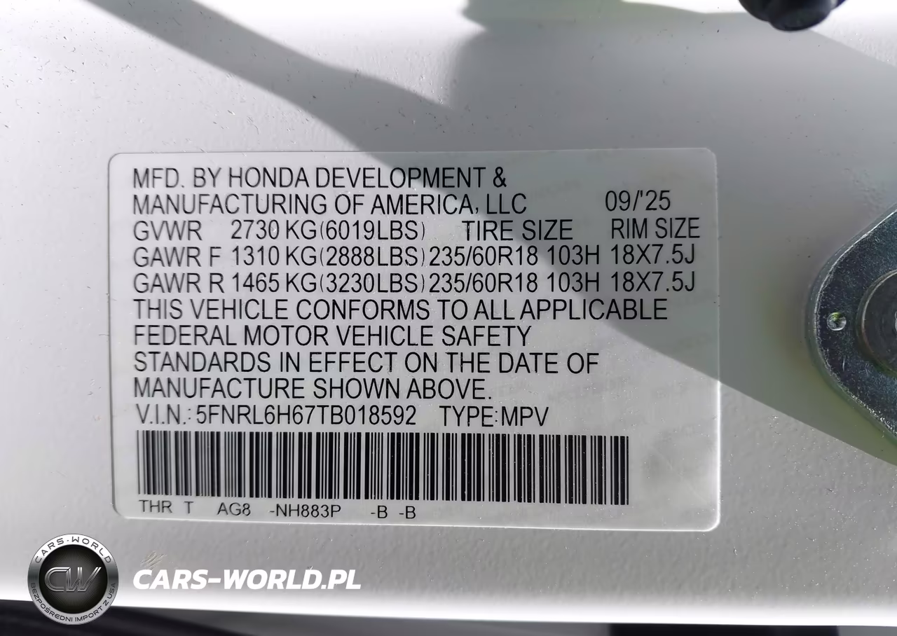 2026 Honda Odyssey Ex-L VIN:5FNRL6H67TB018592 - 9
