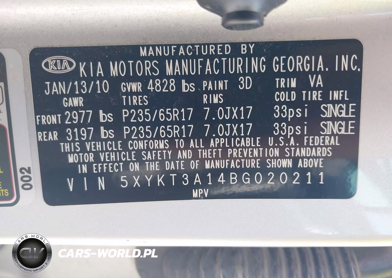 2011 Kia Sorento Lx VIN:5XYKT3A14BG020211 - 9