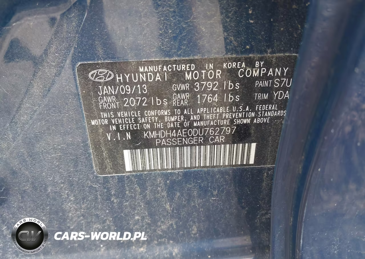 2013 Hyundai Elantra Gls VIN:KMHDH4AE0DU762797 - 9