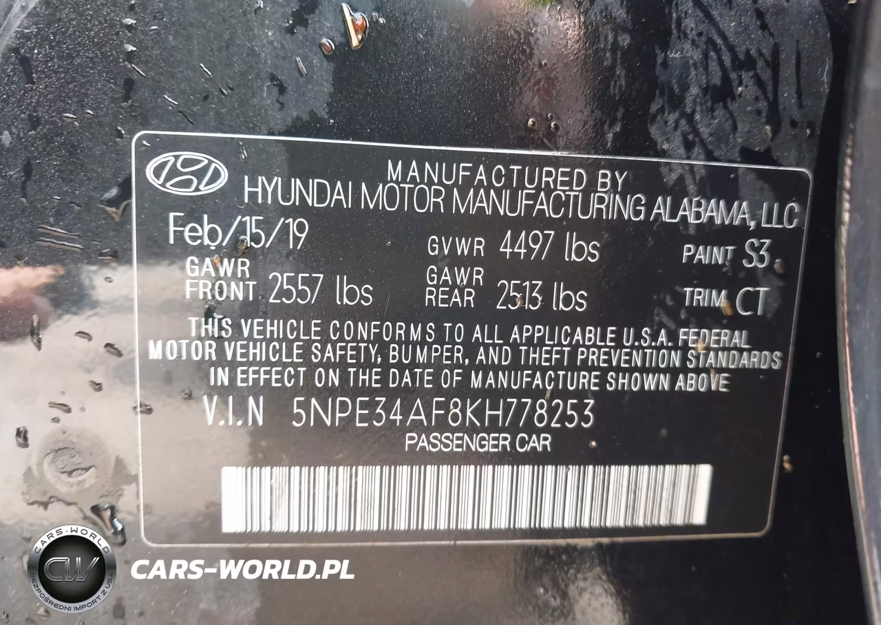 2019 Hyundai Sonata Sel VIN:5NPE34AF8KH778253 - 9