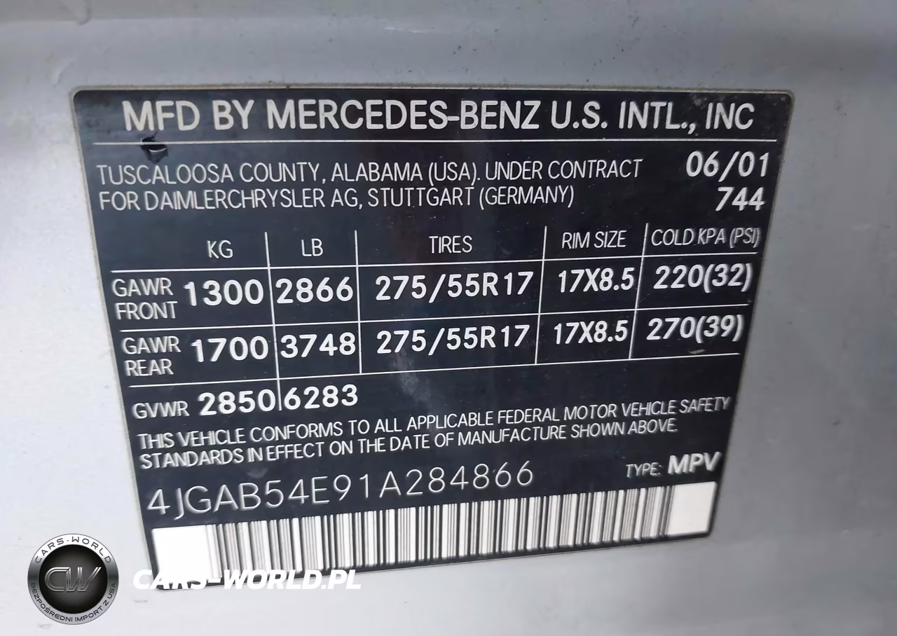 2001 Mercedes-Benz Ml 320 VIN:4JGAB54E91A284866 - 9