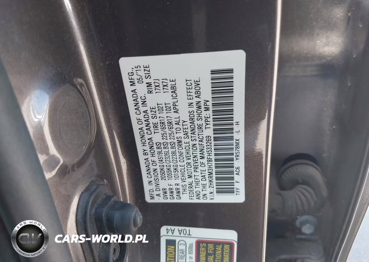 2015 Honda Cr-V Ex-L VIN:2HKRM3H78FH533269 - 9