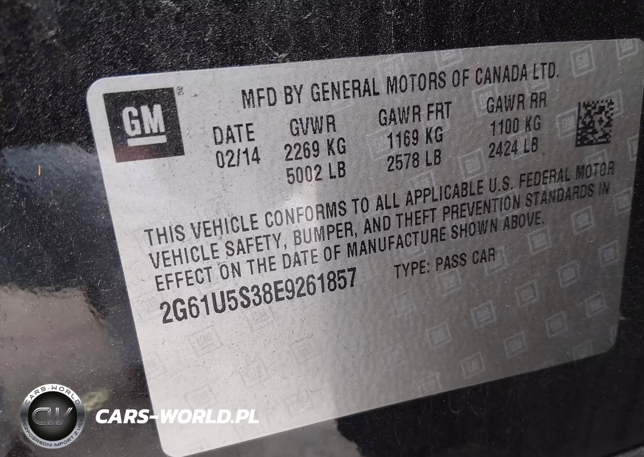 2014 Cadillac Xts W20 Livery Package VIN:2G61U5S38E9261857 - 9