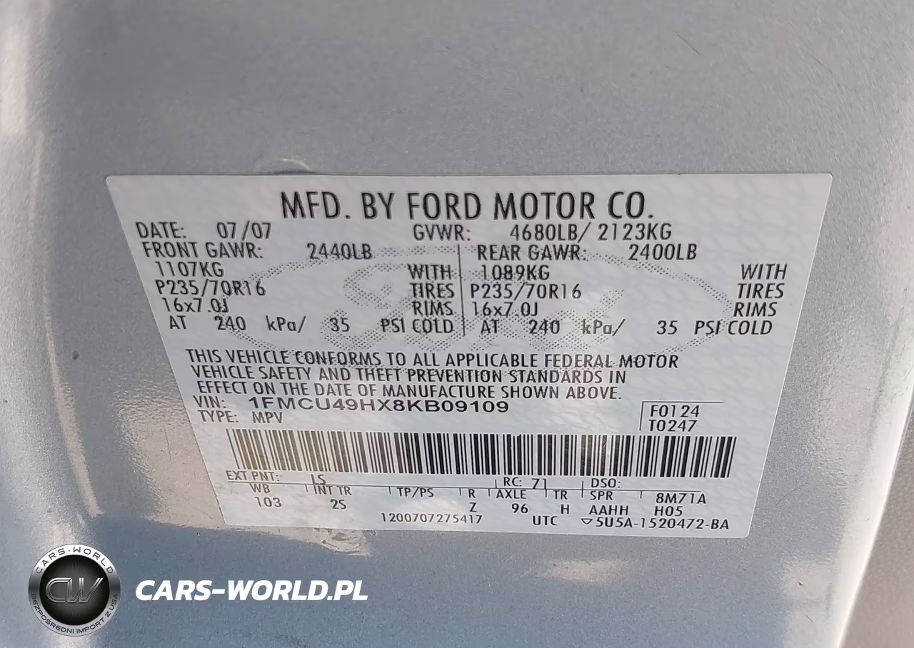 2008 Ford Escape Hybrid VIN:1FMCU49HX8KB09109 - 9