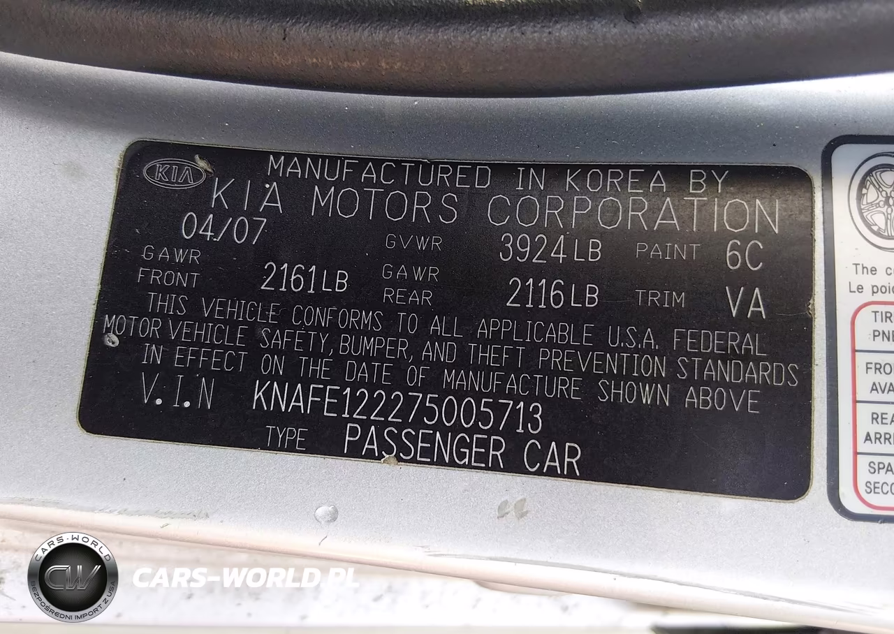 2007 Kia Spectra Sx VIN:KNAFE122275005713 - 9