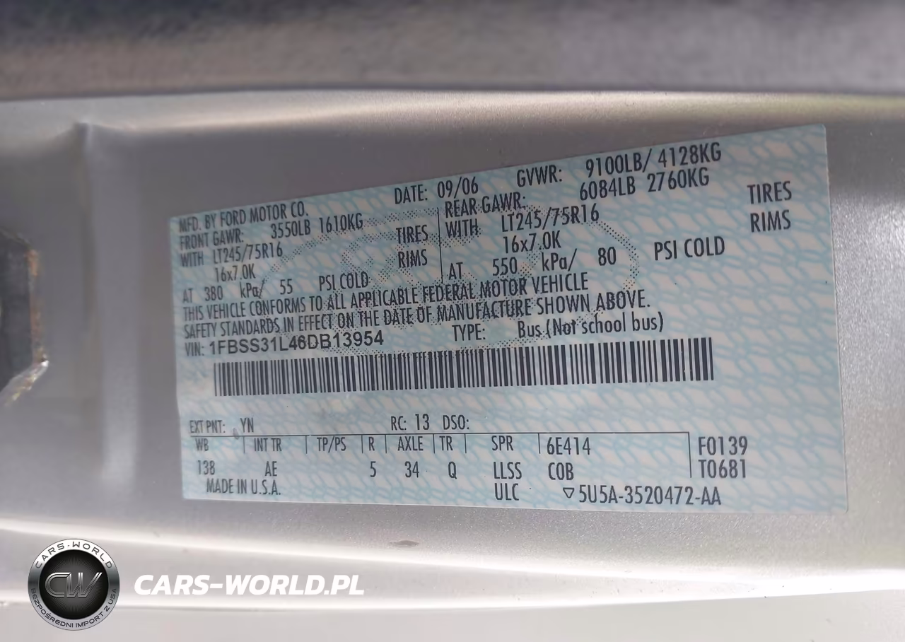 2006 Ford E-350 Super Duty Xl-Xlt VIN:1FBSS31L46DB13954 - 9
