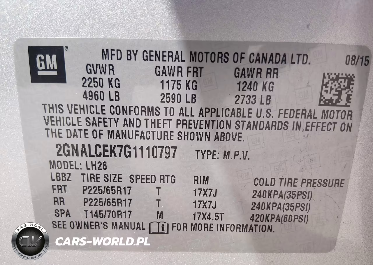 2016 Chevrolet Equinox Lt VIN:2GNALCEK7G1110797 - 9