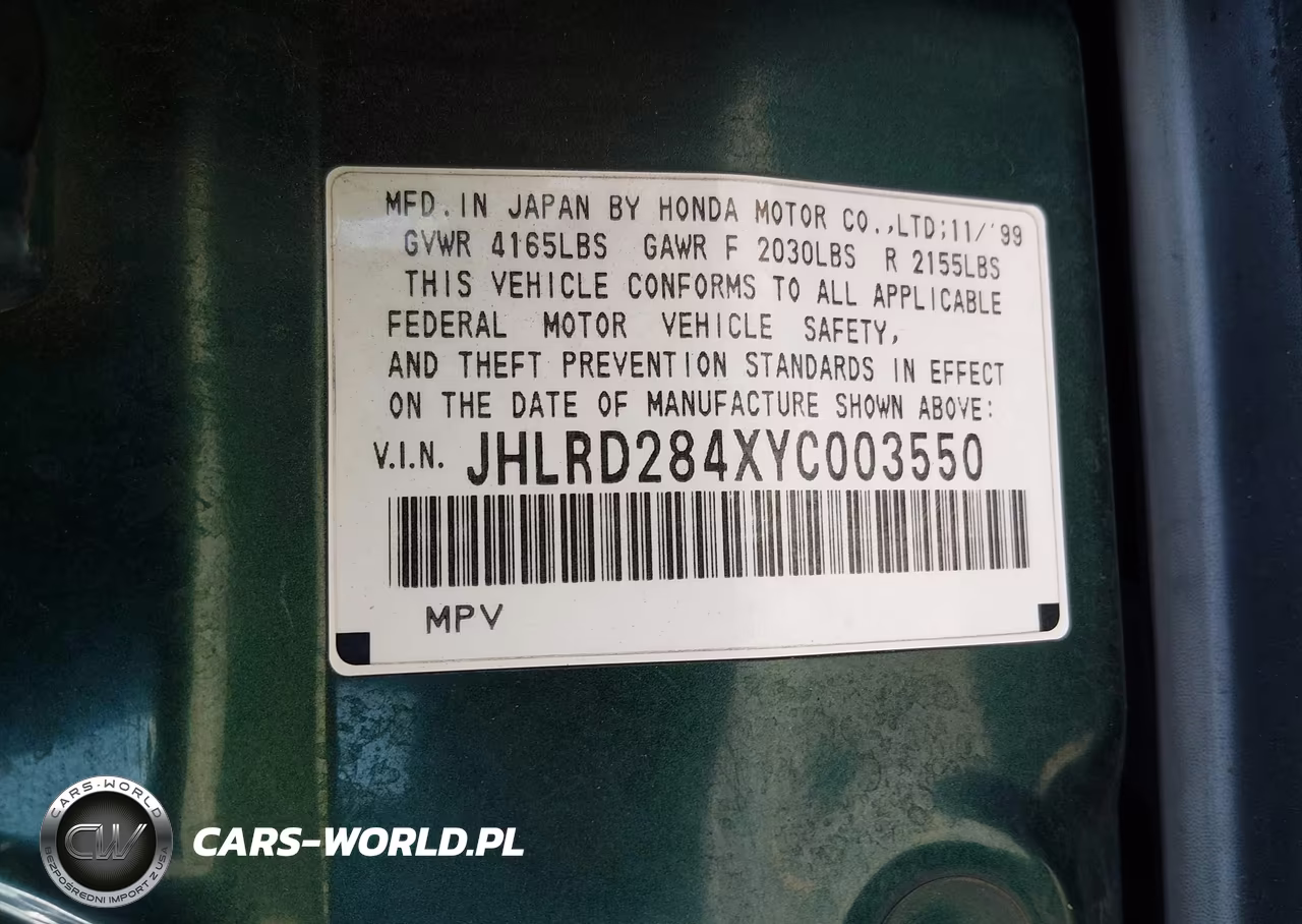 2000 Honda Cr-V Lx VIN:JHLRD284XYC003550 - 9