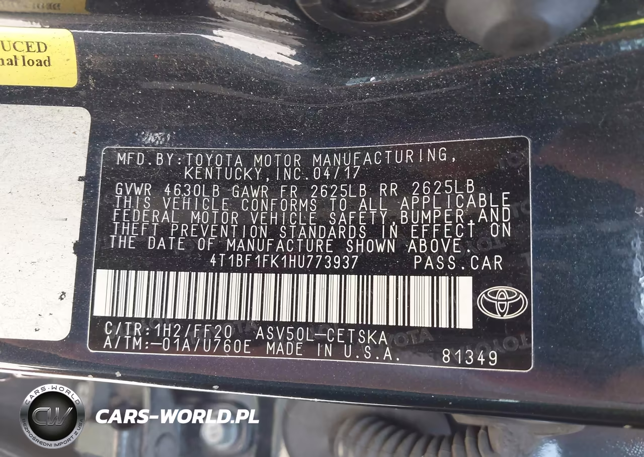 2017 Toyota Camry Se VIN:4T1BF1FK1HU773937 - 9