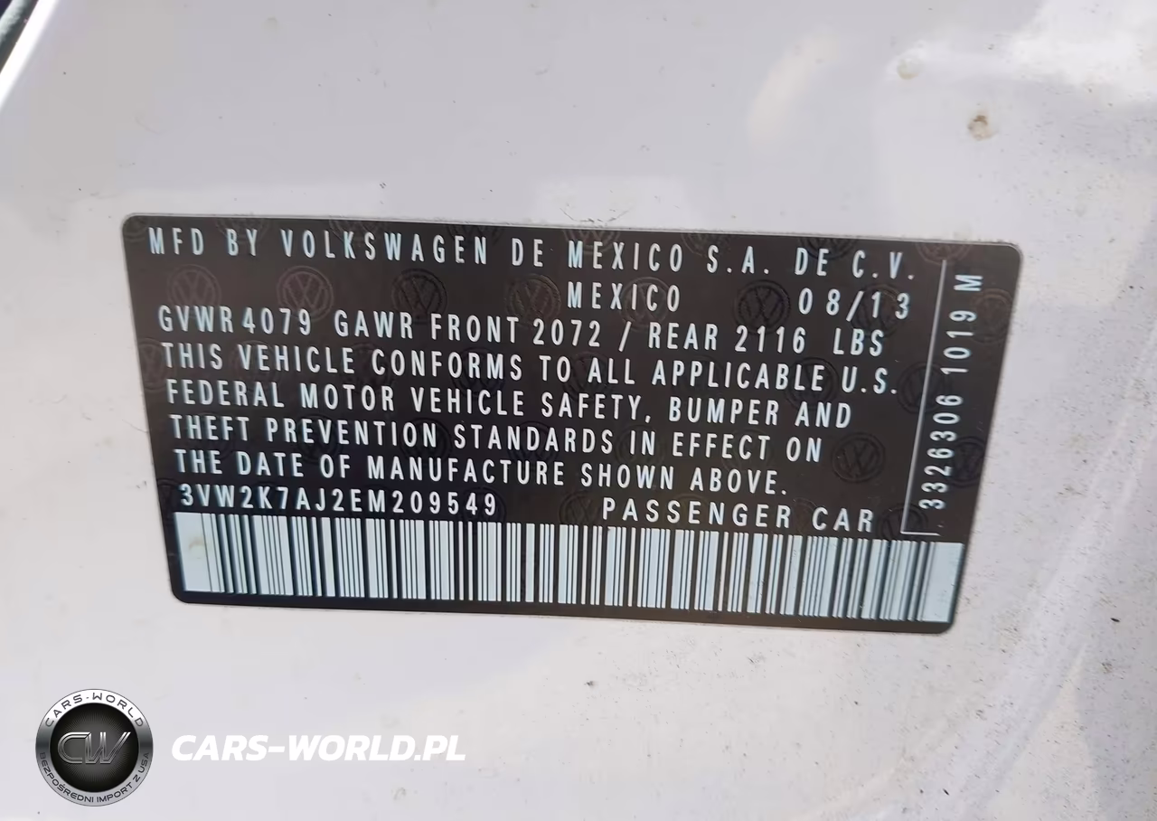 2014 Volkswagen Jetta 2.0L S VIN:3VW2K7AJ2EM209549 - 9