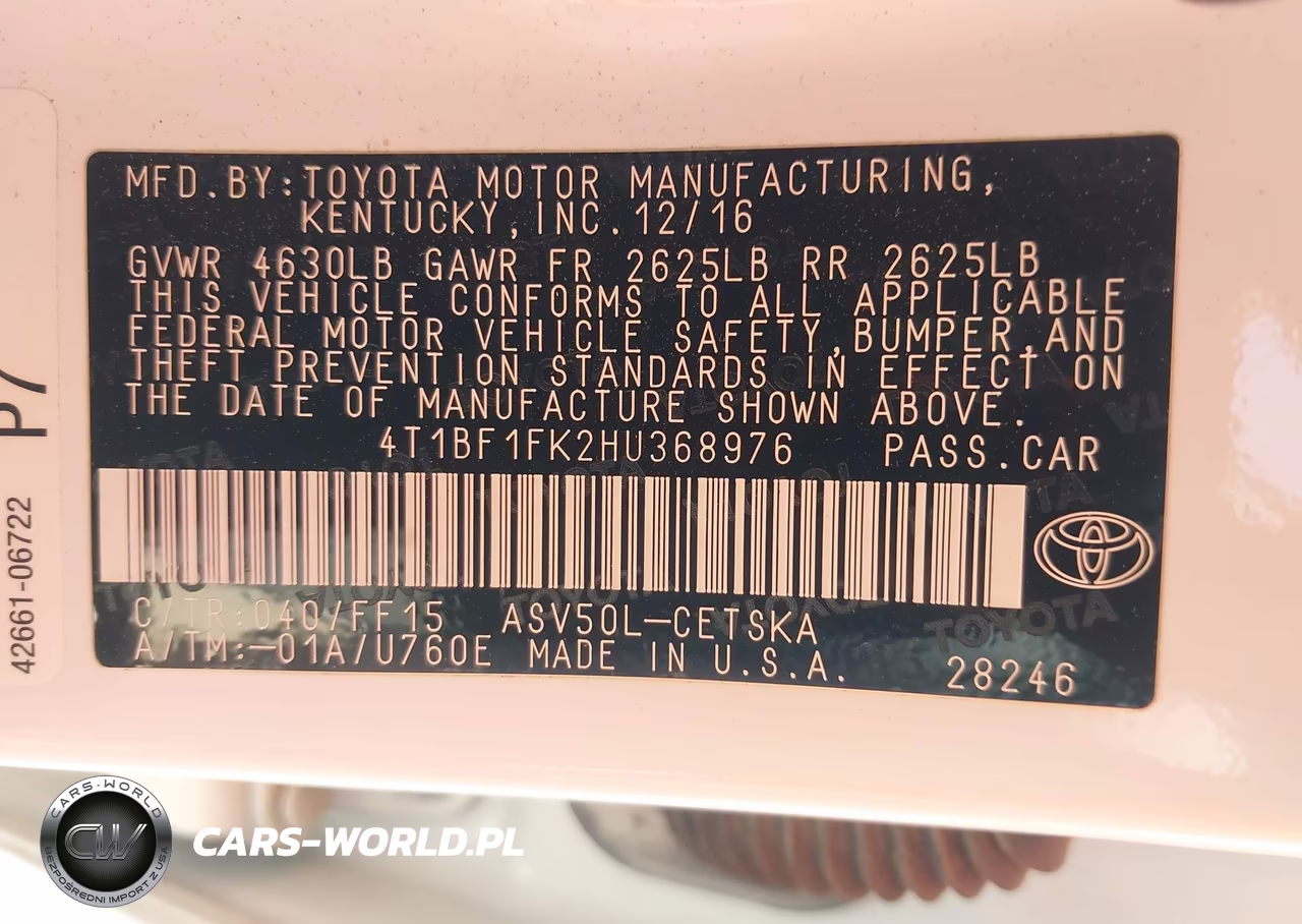2017 Toyota Camry Se VIN:4T1BF1FK2HU368976 - 9