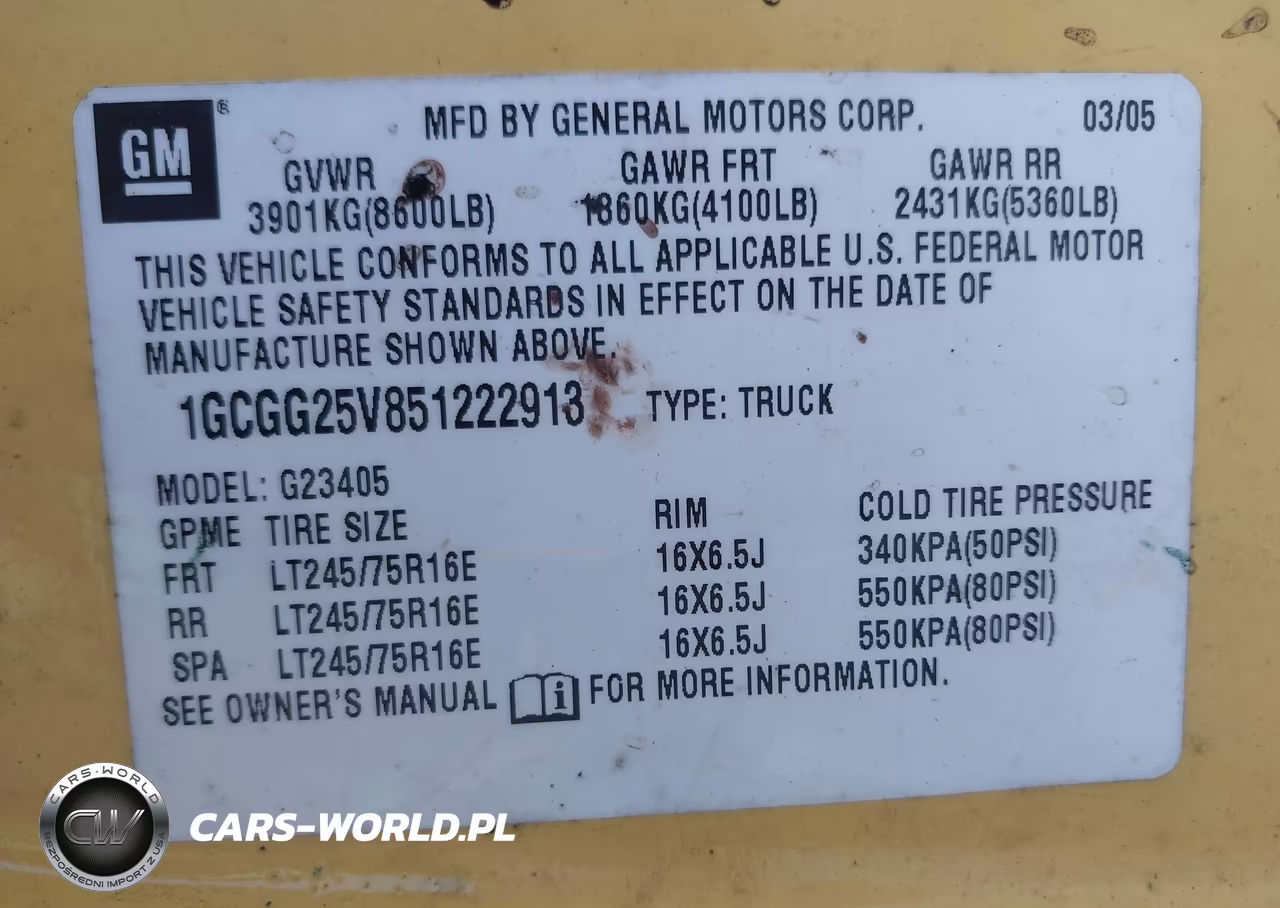 2005 Chevrolet Express VIN:1GCGG25V851222913 - 9