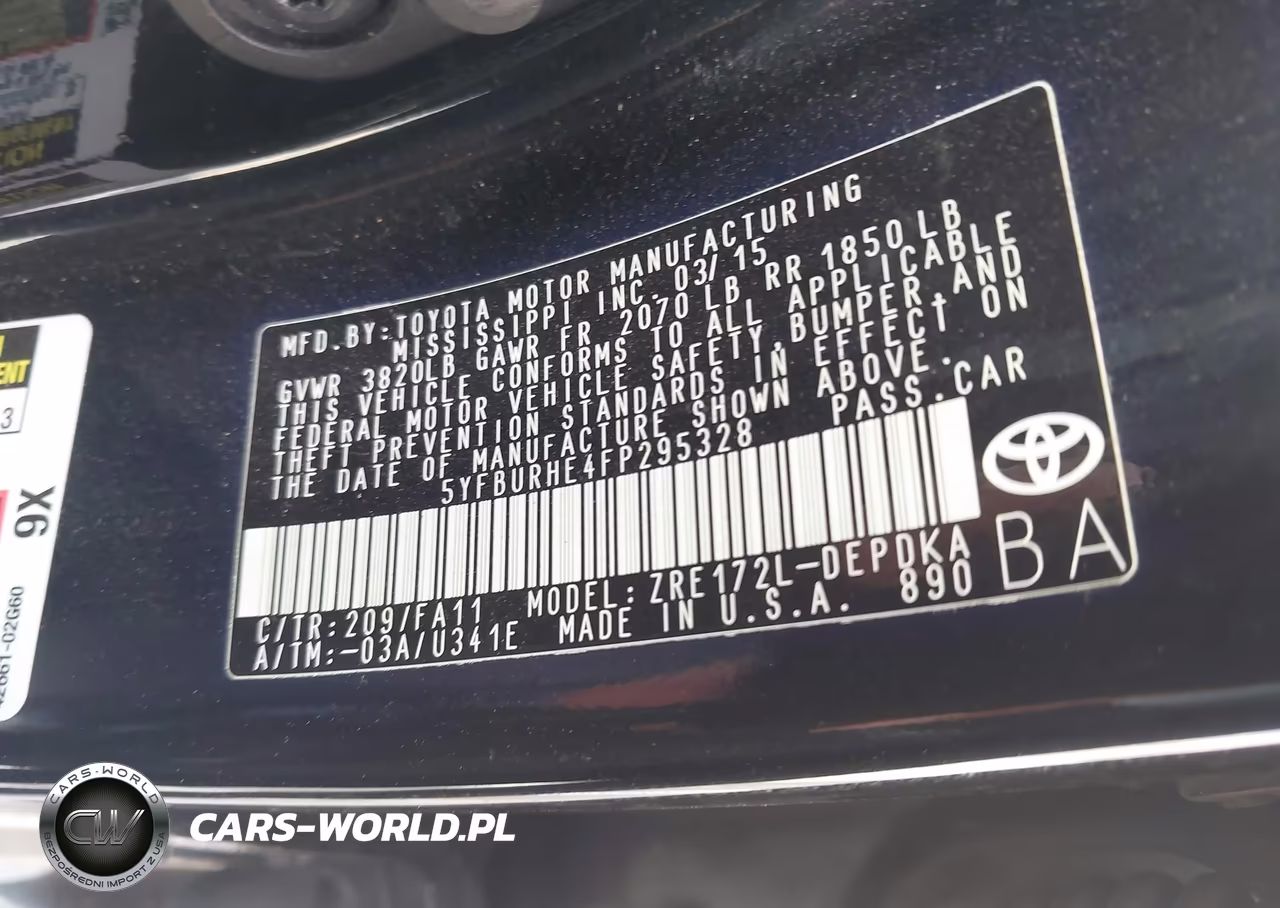 2015 Toyota Corolla L VIN:5YFBURHE4FP295328 - 9
