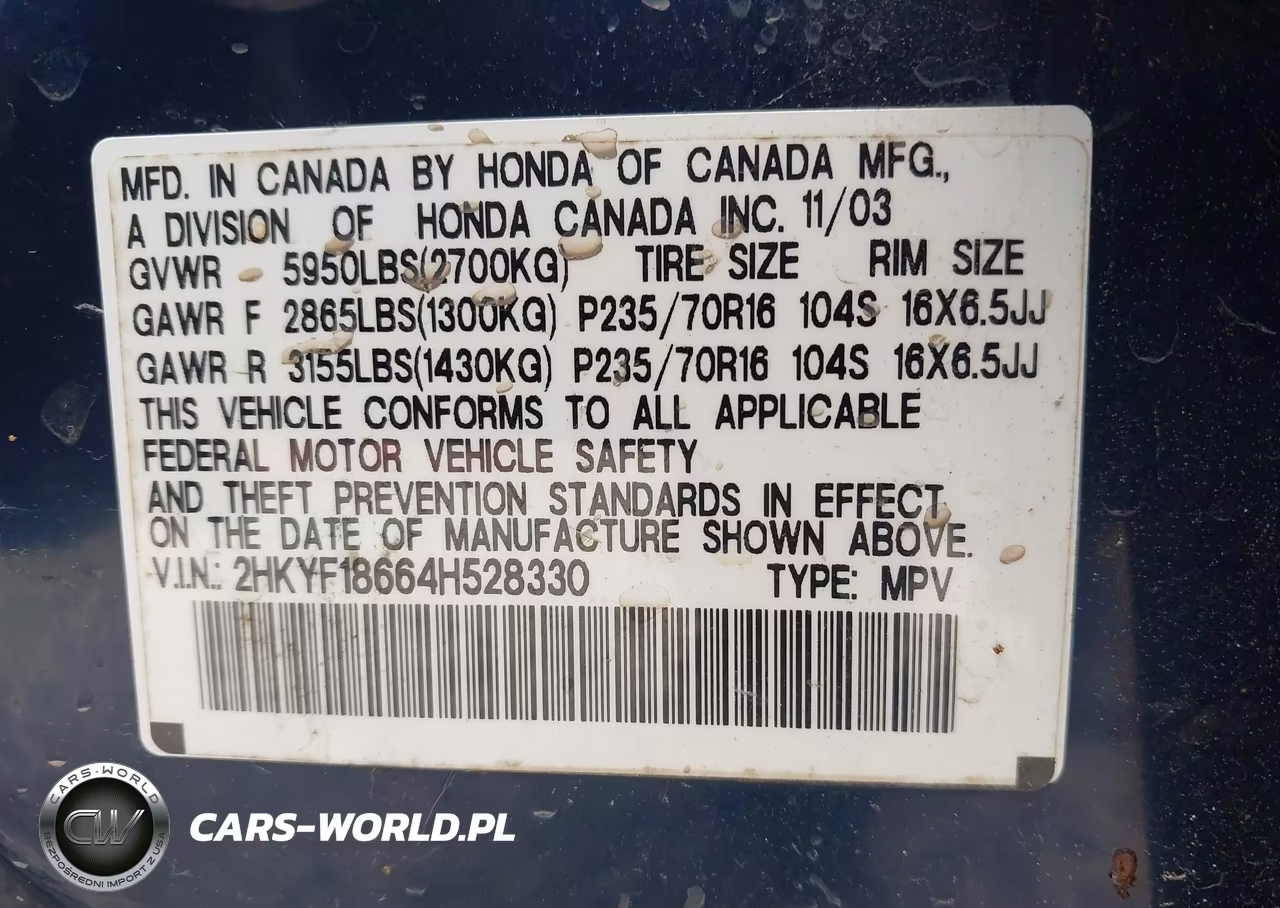 2004 Honda Pilot Ex-L VIN:2HKYF18664H528330 - 9