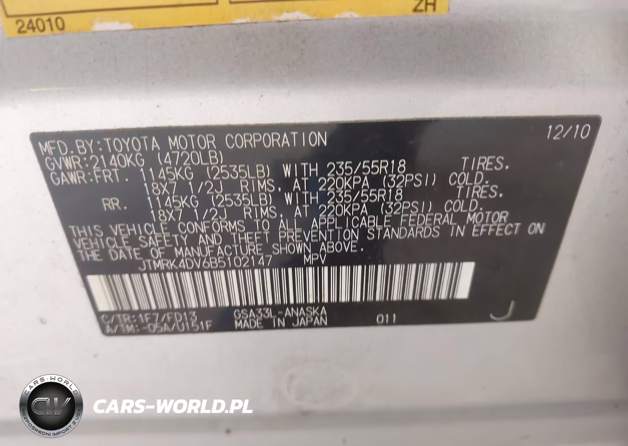 2011 Toyota Rav4 Sport V6 VIN:JTMRK4DV6B5102147 - 9