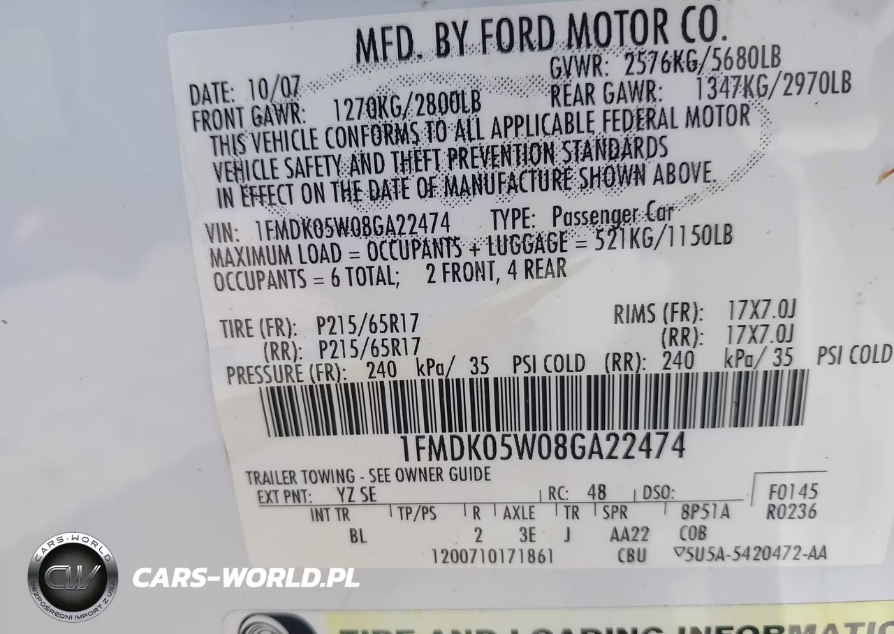 2008 Ford Taurus X Sel VIN:1FMDK05W08GA22474 - 9