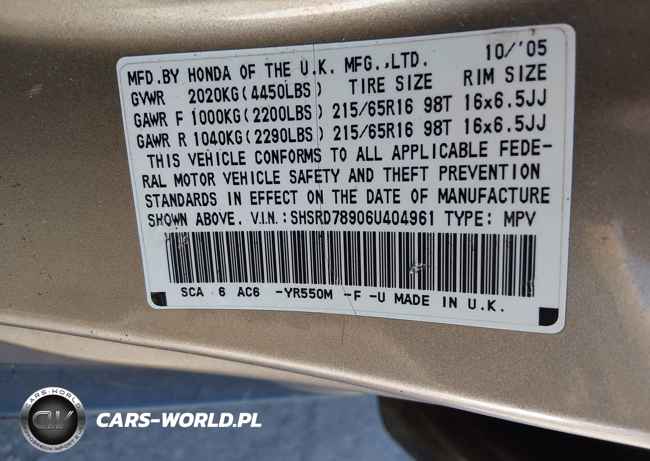 2006 Honda Cr-V Se VIN:SHSRD78906U404961 - 9