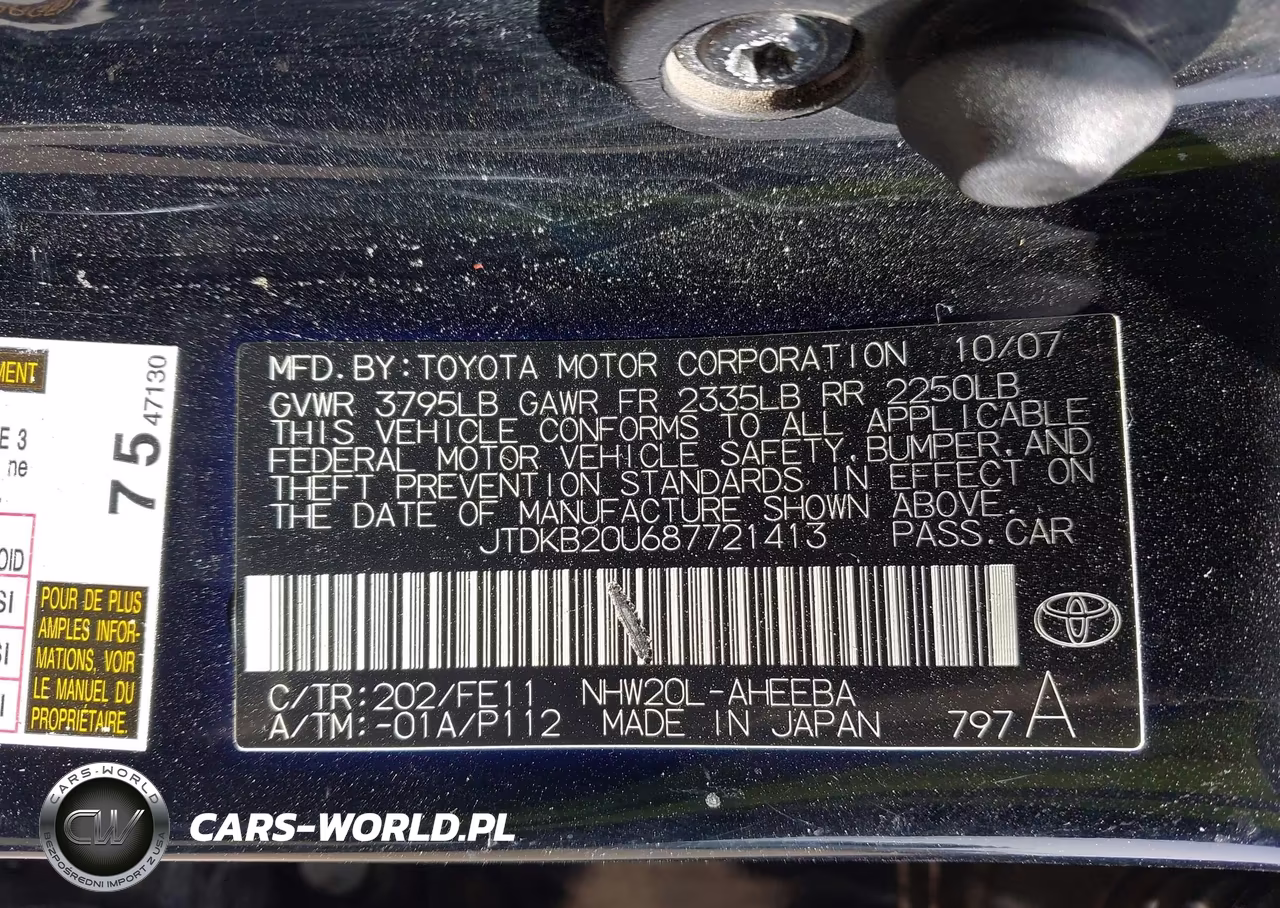 2008 Toyota Prius VIN:JTDKB20U687721413 - 9
