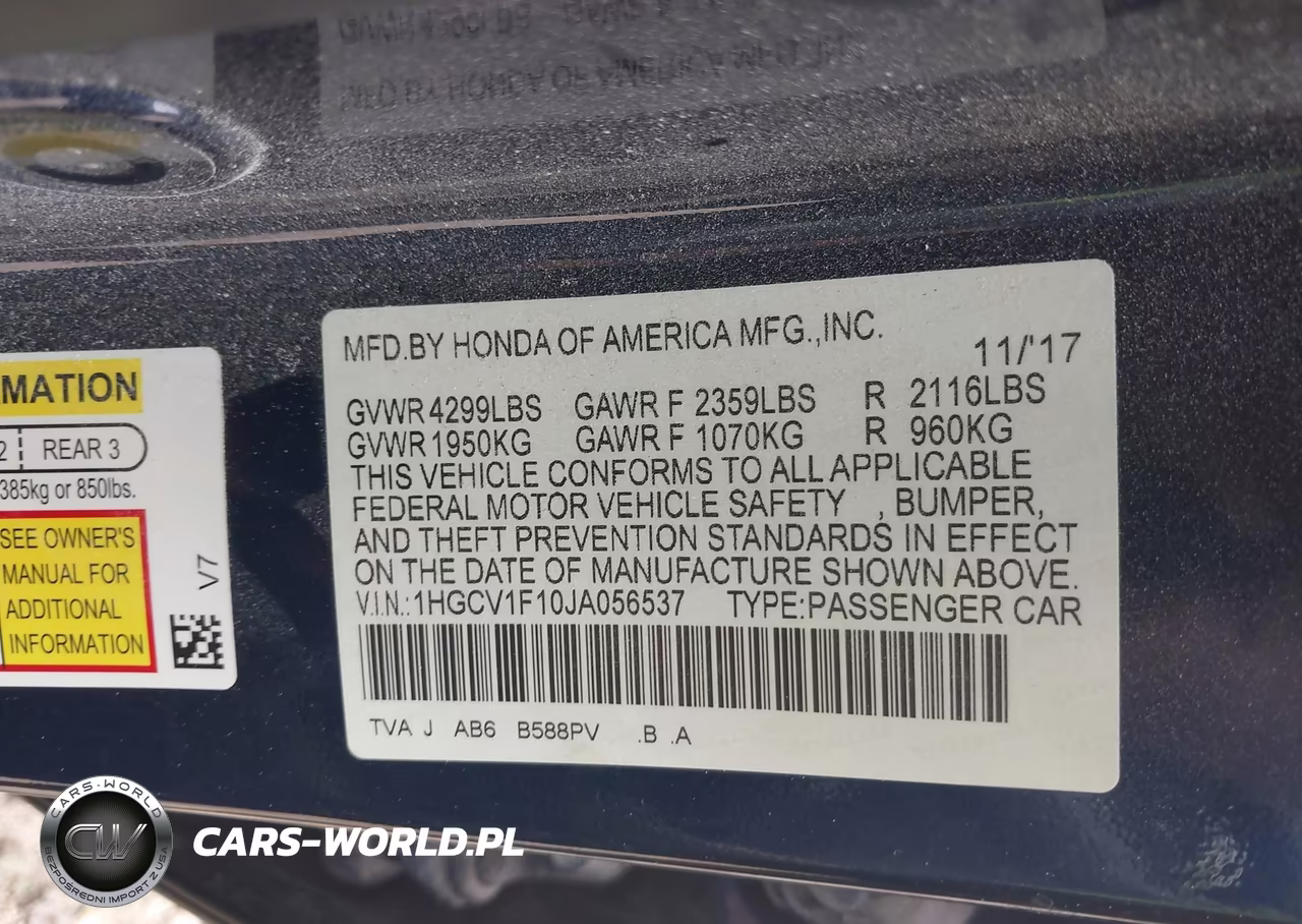 2018 Honda Accord Lx VIN:1HGCV1F10JA056537 - 9