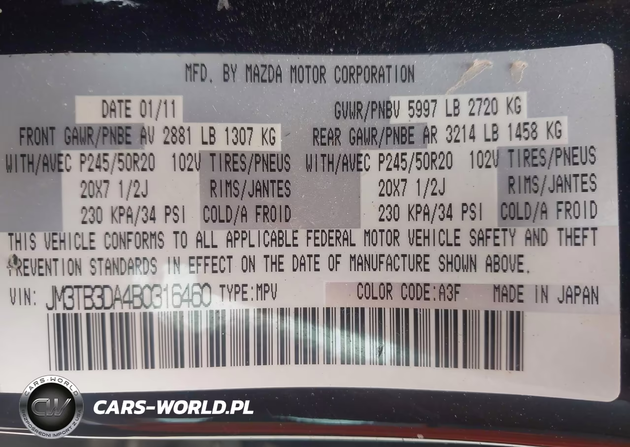 2011 Mazda Cx-9 Grand Touring VIN:JM3TB3DA4B0316460 - 9