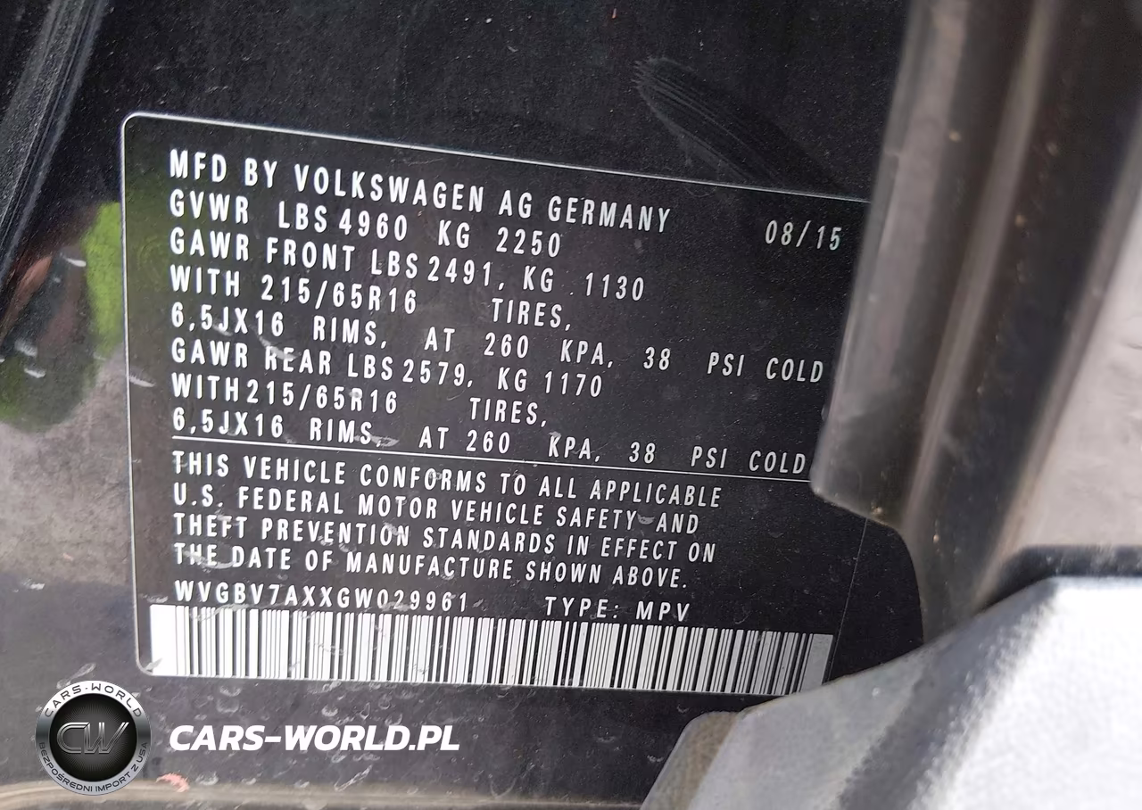 2016 Volkswagen Tiguan S VIN:WVGBV7AXXGW029961 - 9