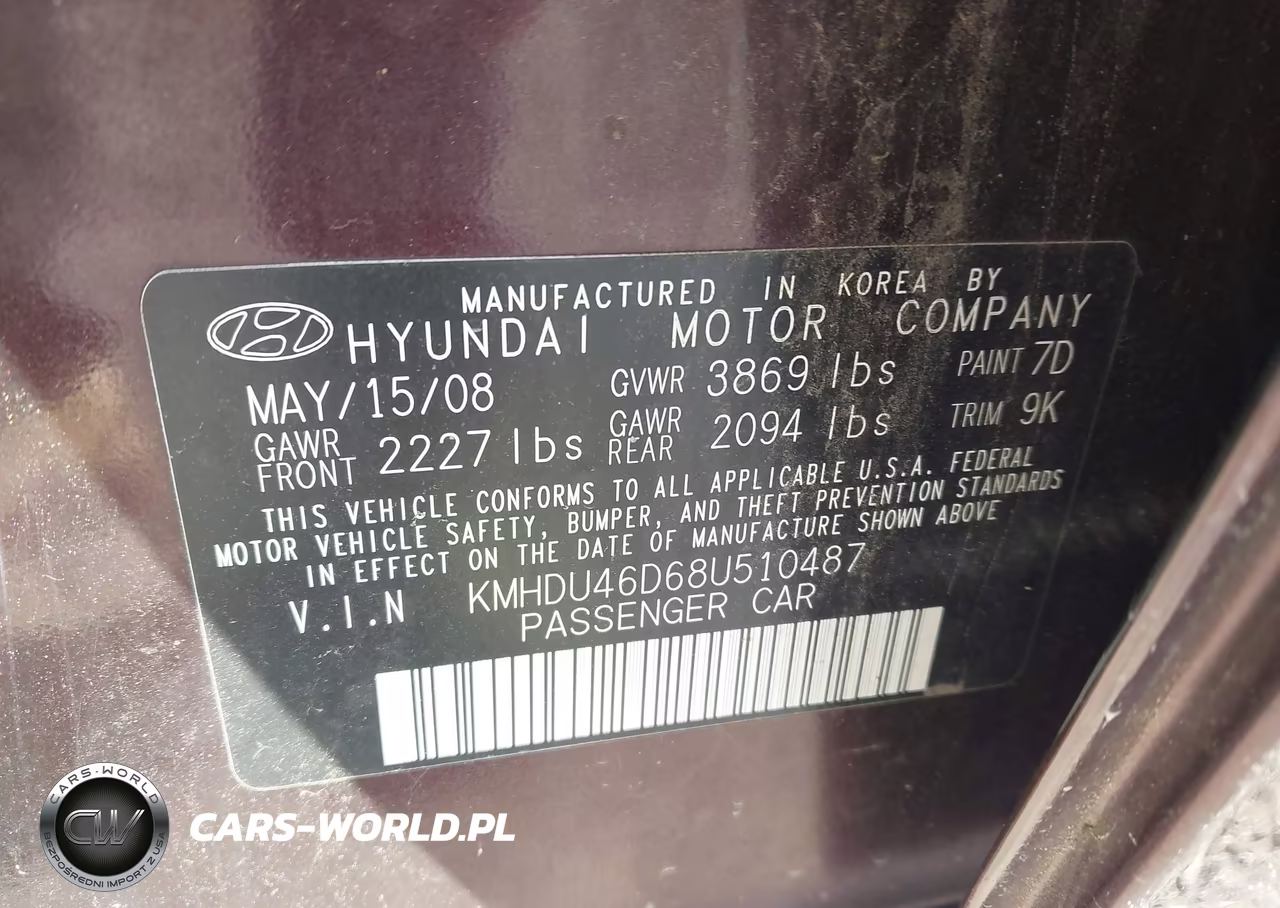 2008 Hyundai Elantra Gls-Se VIN:KMHDU46D68U510487 - 9