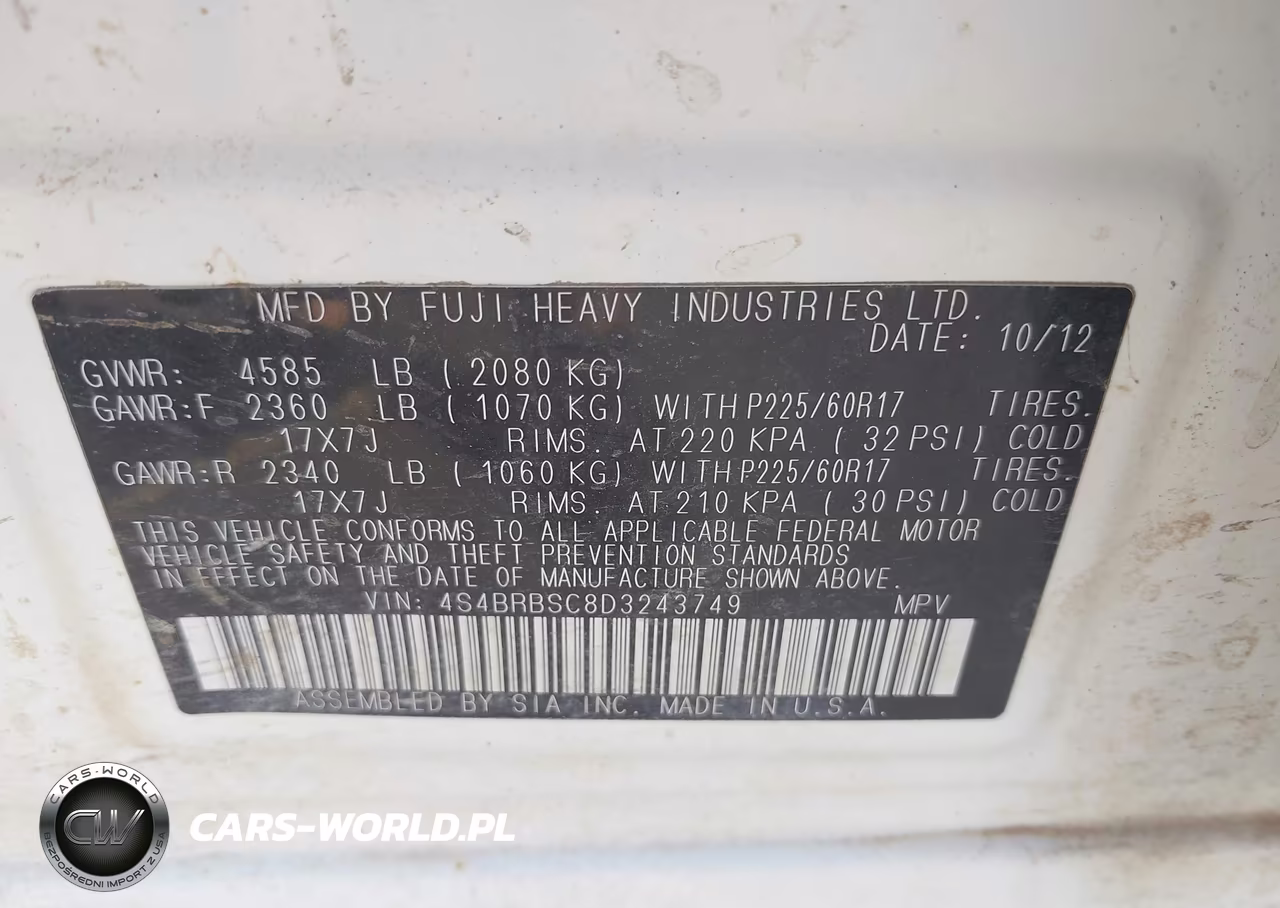 2013 Subaru Outback 2.5I Limited VIN:4S4BRBSC8D3243749 - 9