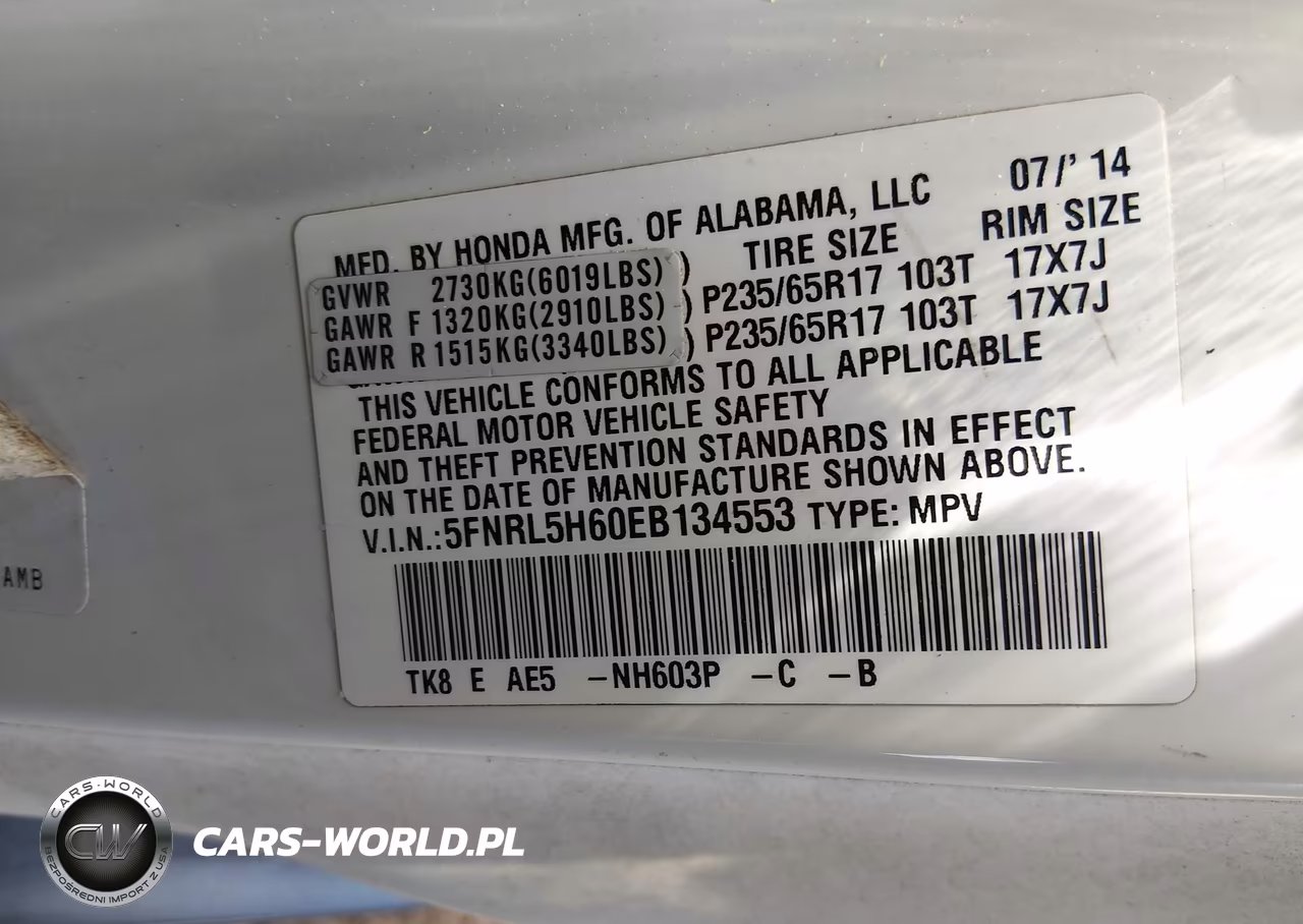2014 Honda Odyssey Ex-L VIN:5FNRL5H60EB134553 - 9