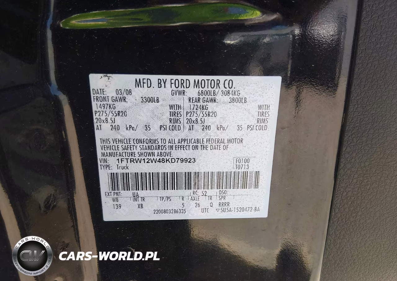 2008 Ford F-150 60Th Anniversary-Fx2-Xl-Xlt VIN:1FTRW12W48KD79923 - 9