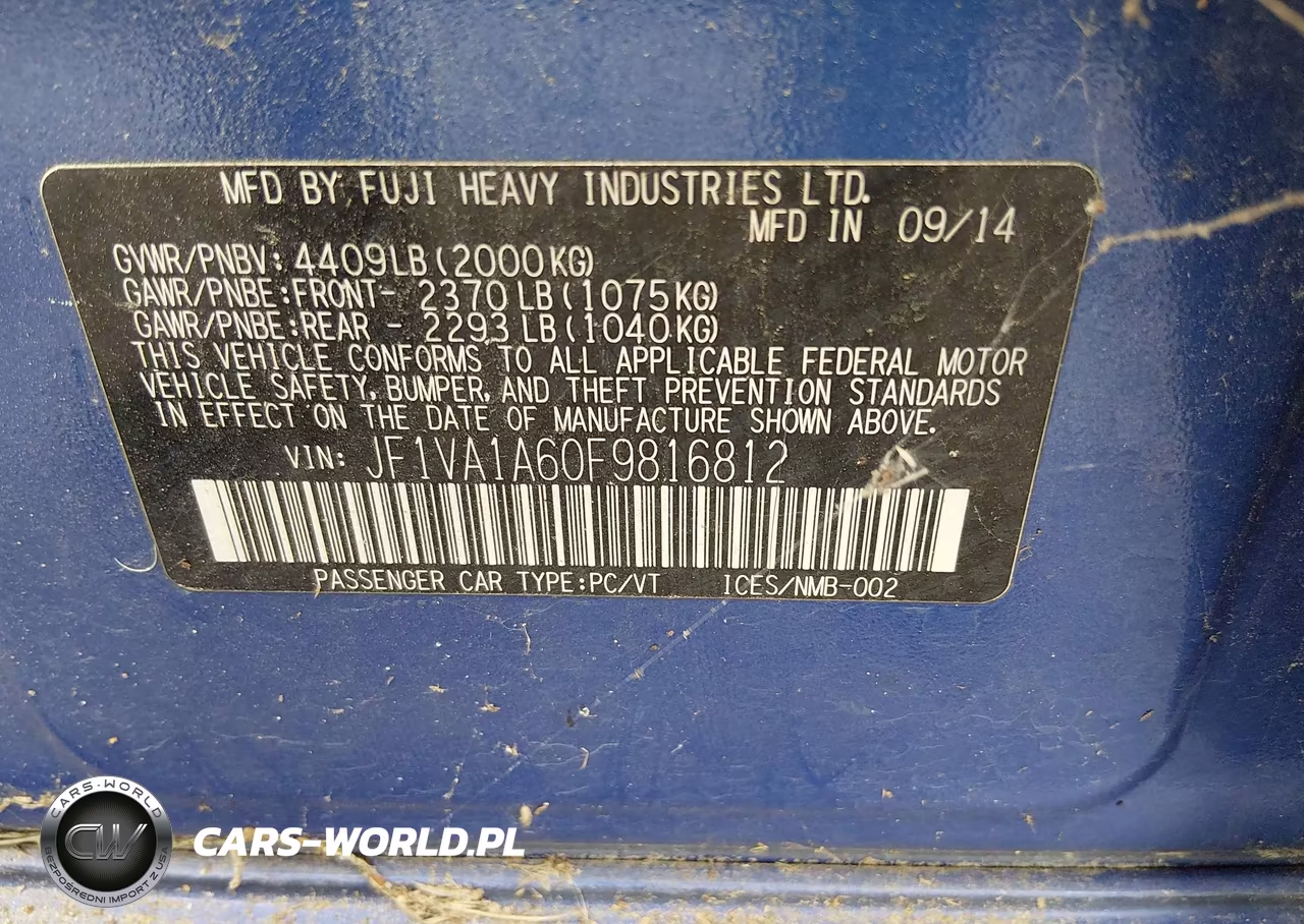 2015 Subaru Wrx VIN:JF1VA1A60F9816812 - 9