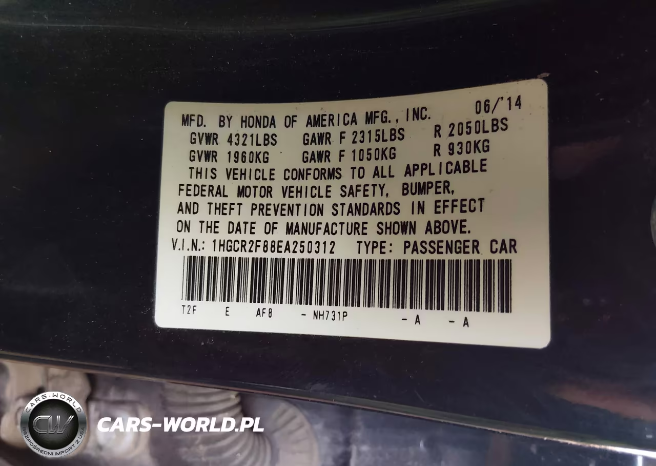 2014 Honda Accord Ex-L VIN:1HGCR2F88EA250312 - 9