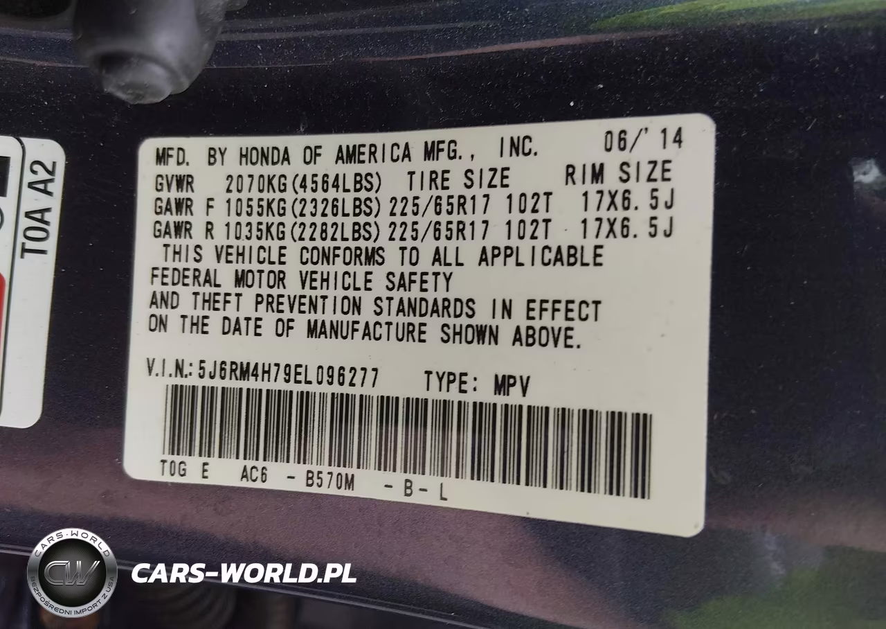 2014 Honda Cr-V Ex-L VIN:5J6RM4H79EL096277 - 9