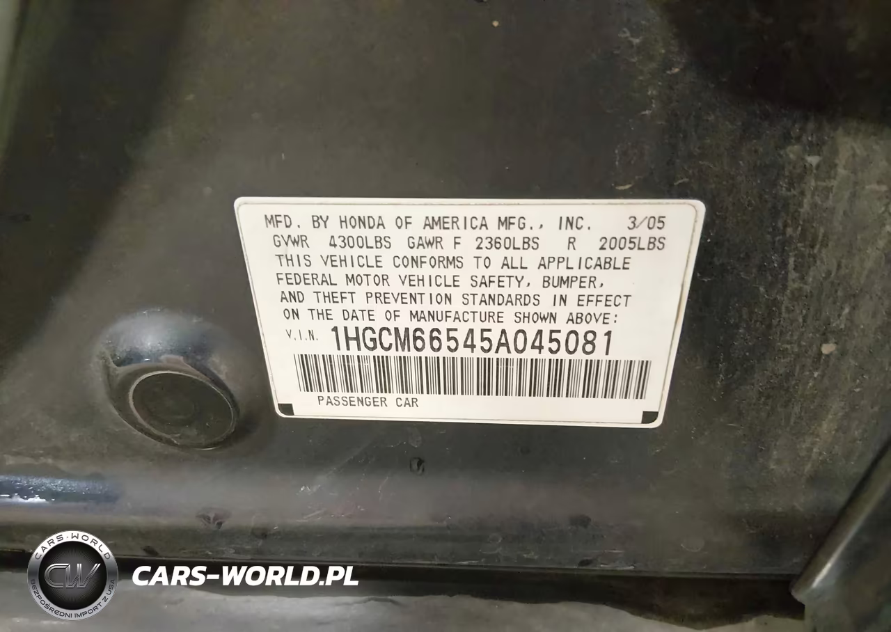 2005 Honda Accord 3.0 Ex VIN:1HGCM66545A045081 - 9