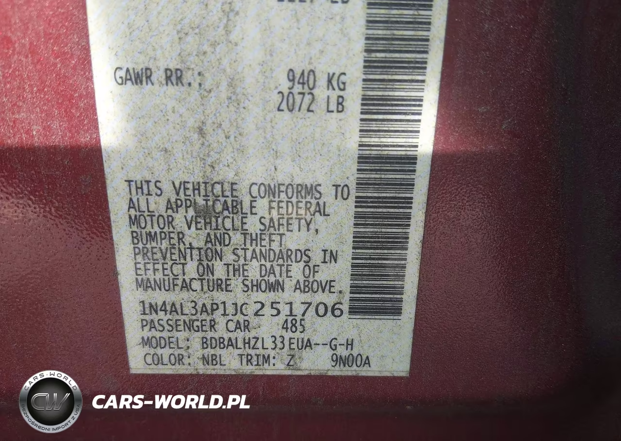2018 Nissan Altima 2.5 Sr VIN:1N4AL3AP1JC251706 - 9