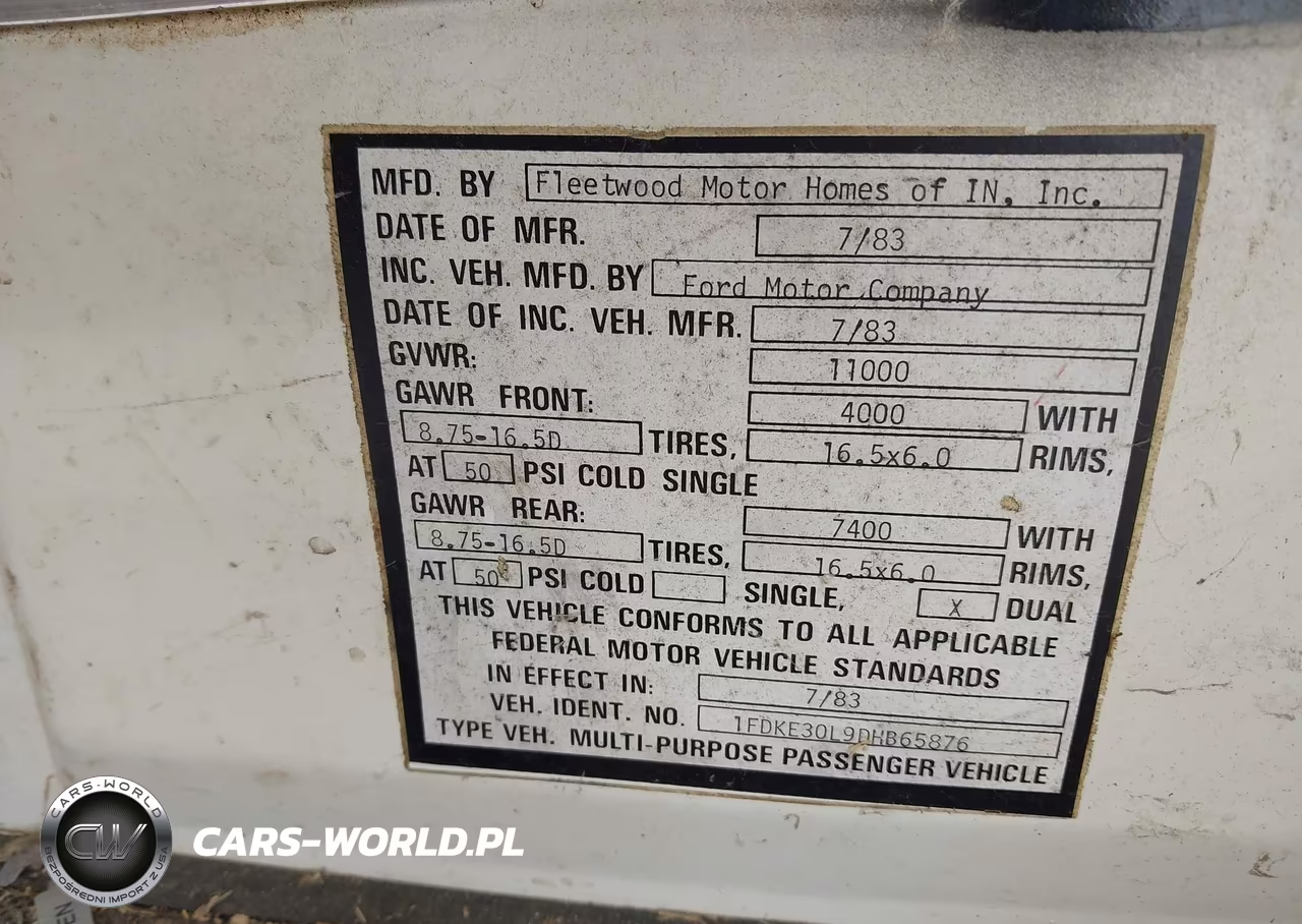 1983 Ford Econoline E350 Cutaway Van VIN:1FDKE30L9DHB65876 - 9